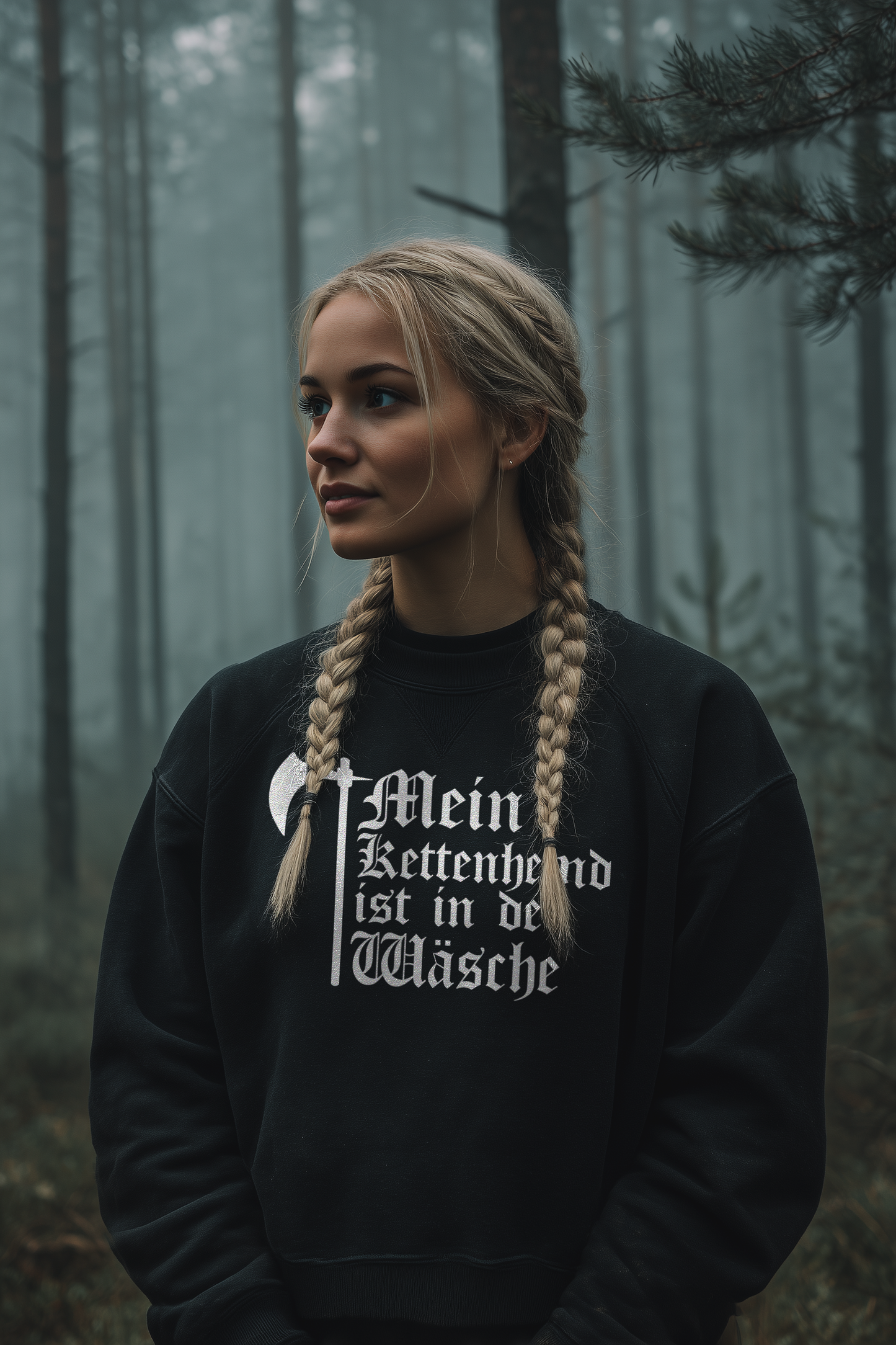 Kettenhemd ist in der Wäsche | Damen Bio Boxcut Sweatshirt | Frauen Boxcut Pullover