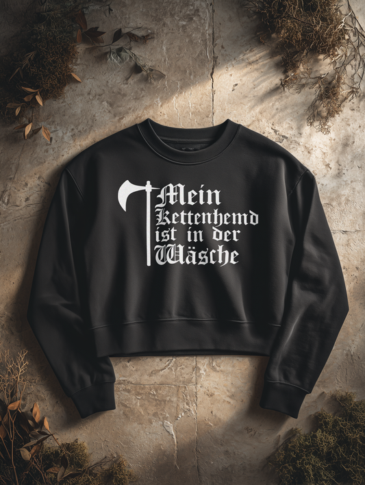 Kettenhemd ist in der Wäsche | Damen Bio Boxcut Sweatshirt | Frauen Boxcut Pullover