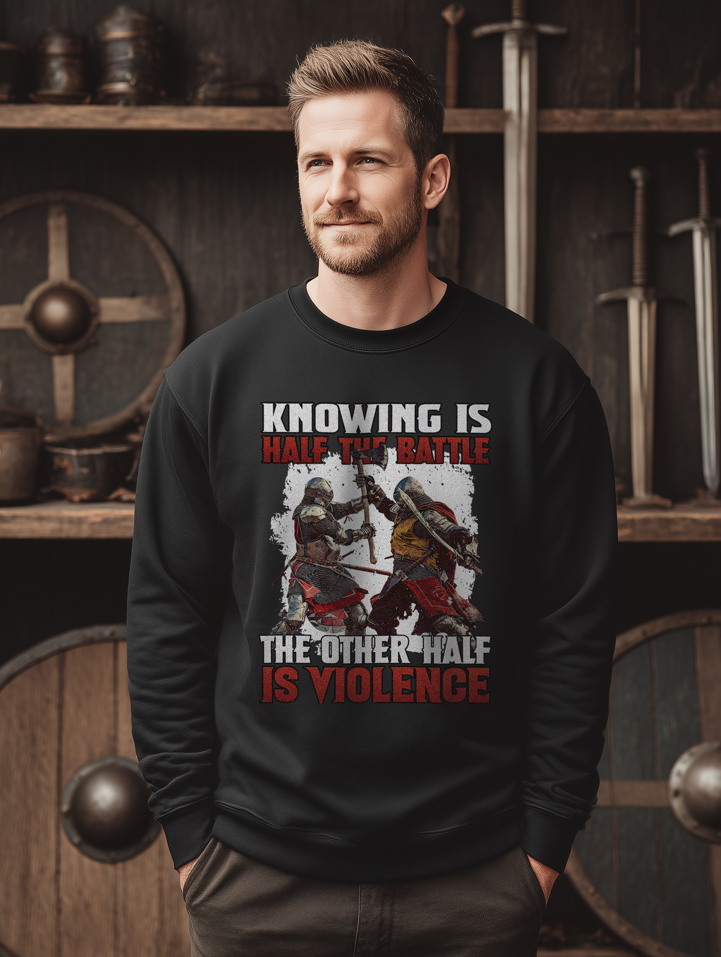 Buhurt Premium Herren Sweatshirt | Knowing Is Half The Battle | Bouhourt Männer Pullover
