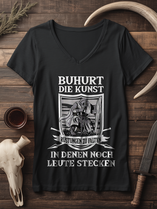 Rüstungen falten | Damen Bio V-Neck Shirt