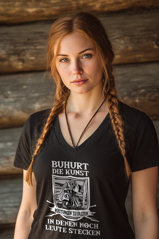 Rüstungen falten | Damen Bio V-Neck Shirt