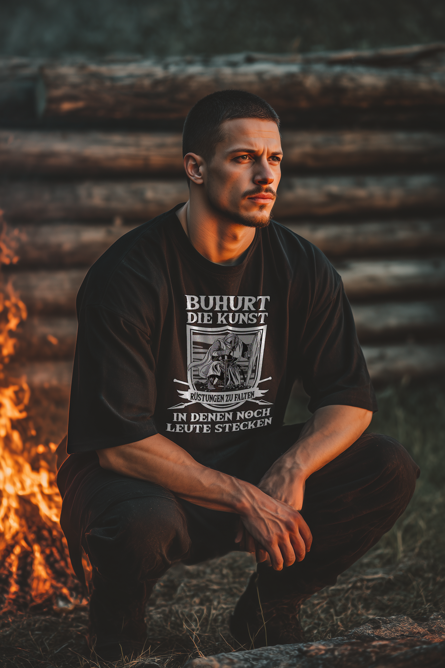 Buhurt Rüstungen falten Shirt 240g Oversize Herren Bio T-Shirt