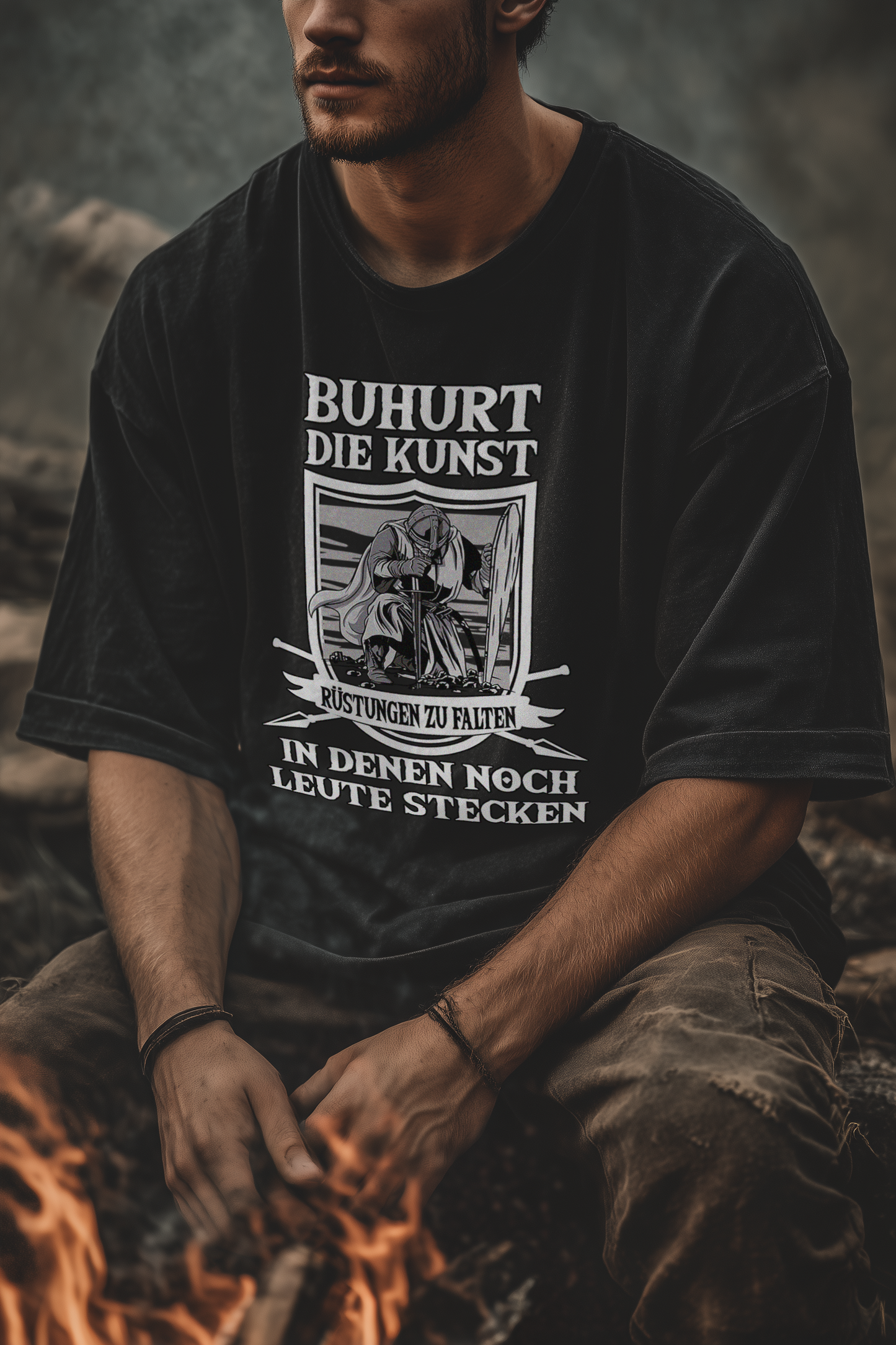 Buhurt Rüstungen falten Shirt 240g Oversize Herren Bio T-Shirt