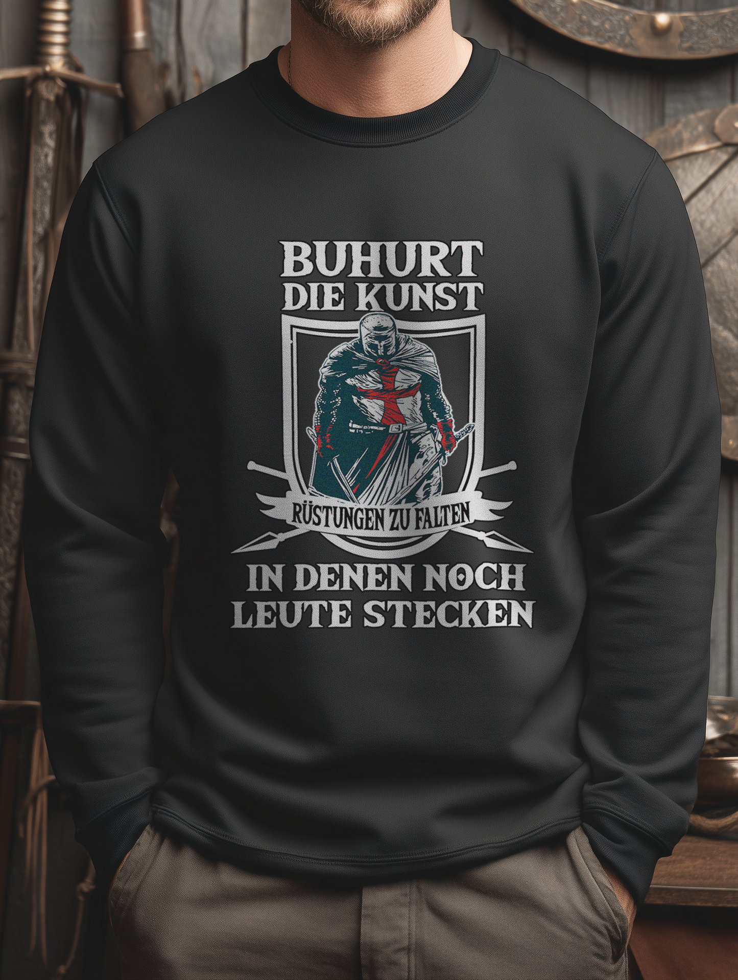 Buhurt Herren Premium Sweatshirt - Die Kunst Rüstungen zu falten Bouhourt