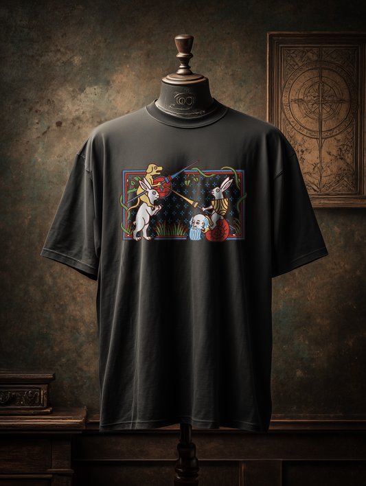 Mittelalter Marginalien Hasenritter Shirt 240g Oversize Herren Bio T-Shirt