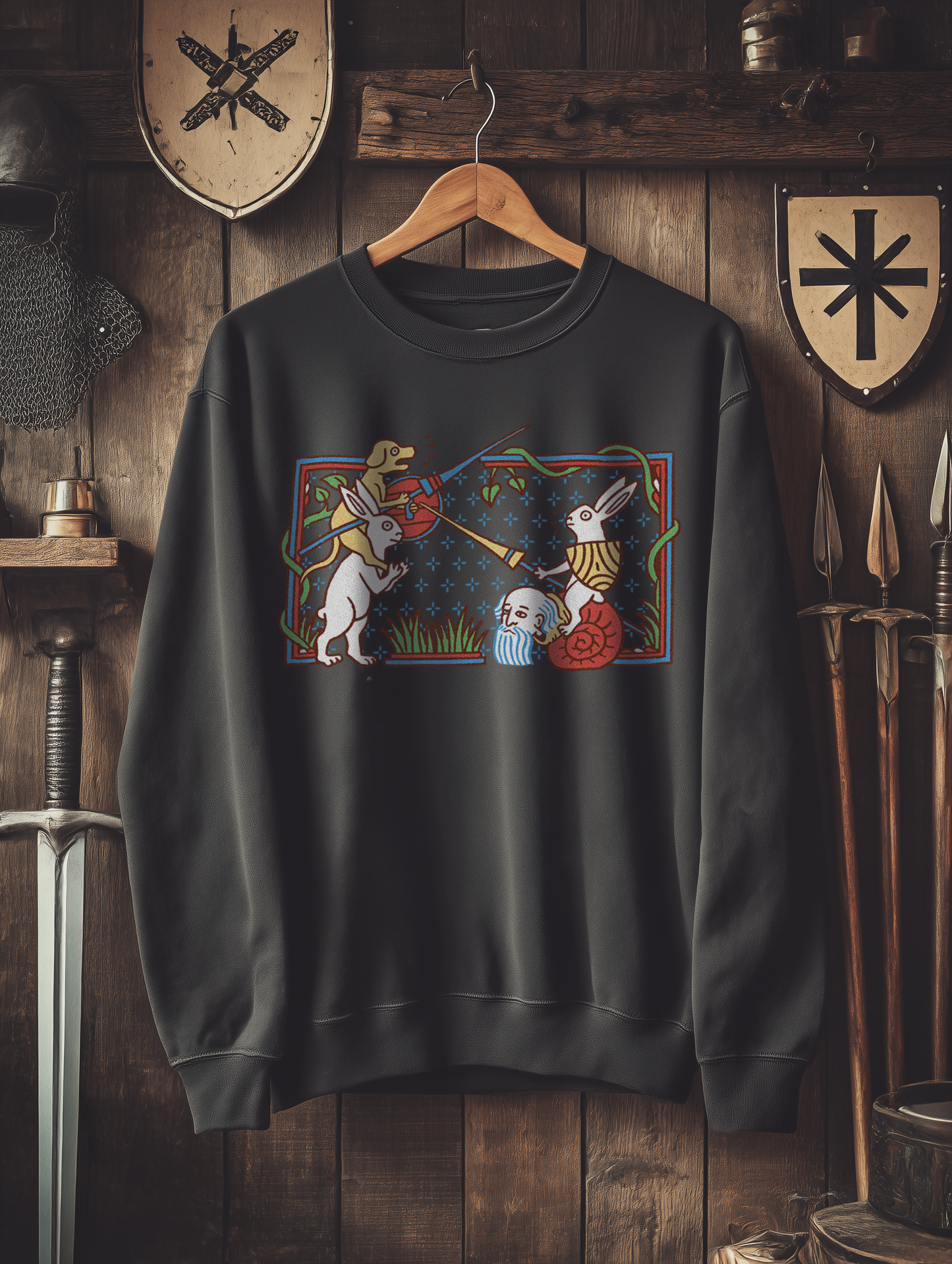 Buhurt Herren Premium Sweatshirt | Mittelalterliche Marginalien Hasenritter