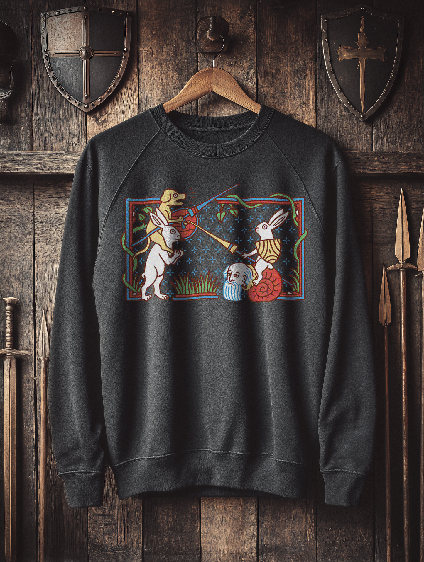 Buhurt Herren Premium Sweatshirt | Mittelalterliche Marginalien Hasenritter