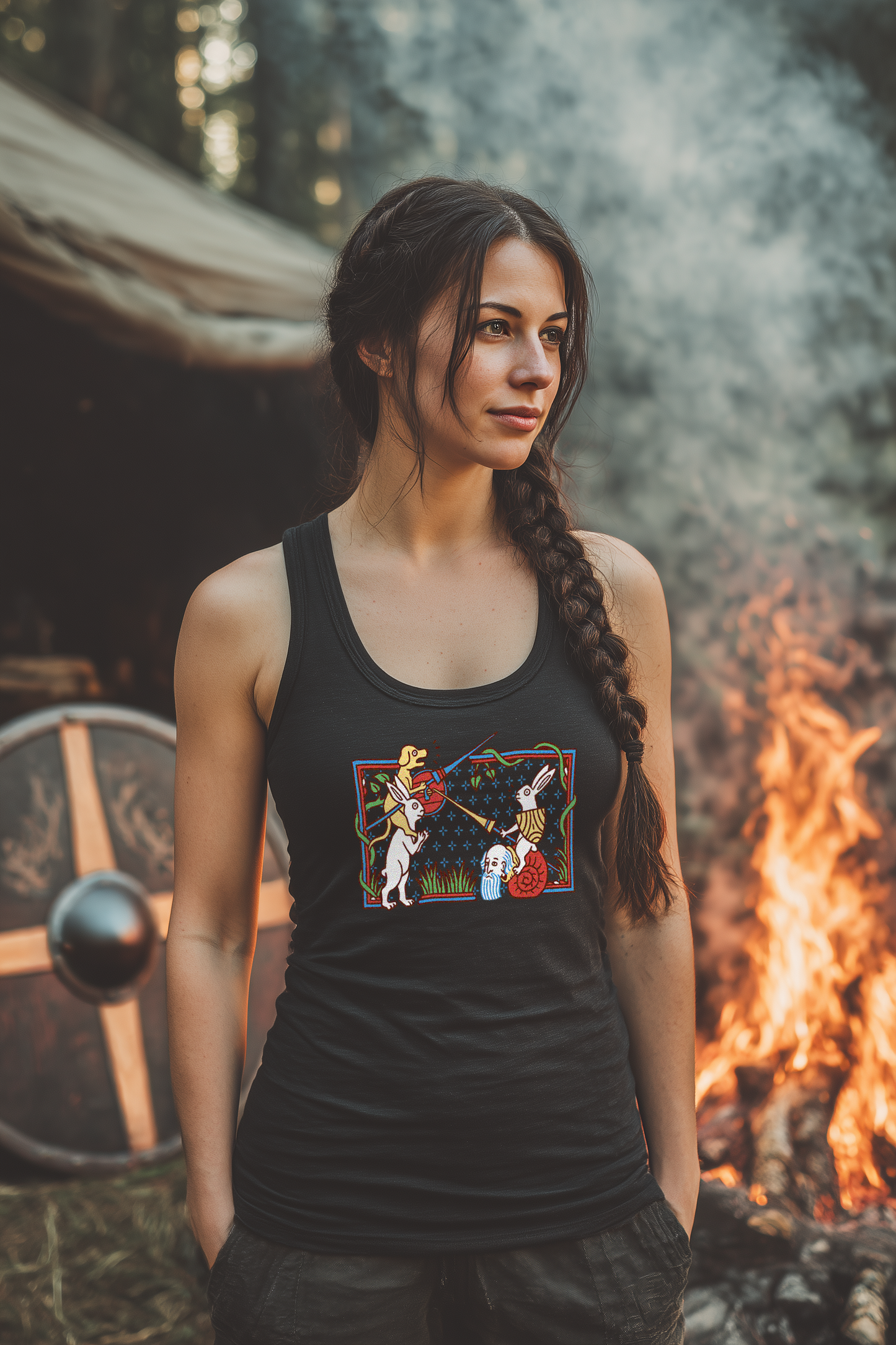 Mittelalter Manuskript Hasenritter Damen Tank Top Frauen Bio Tank Top