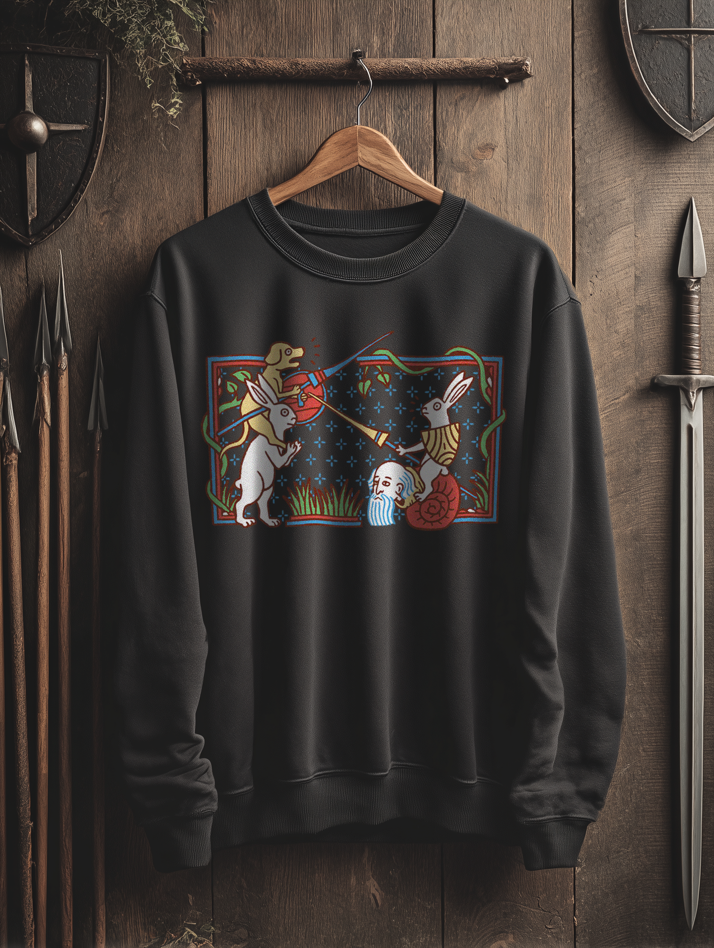 Buhurt Herren Premium Sweatshirt | Mittelalterliche Marginalien Hasenritter