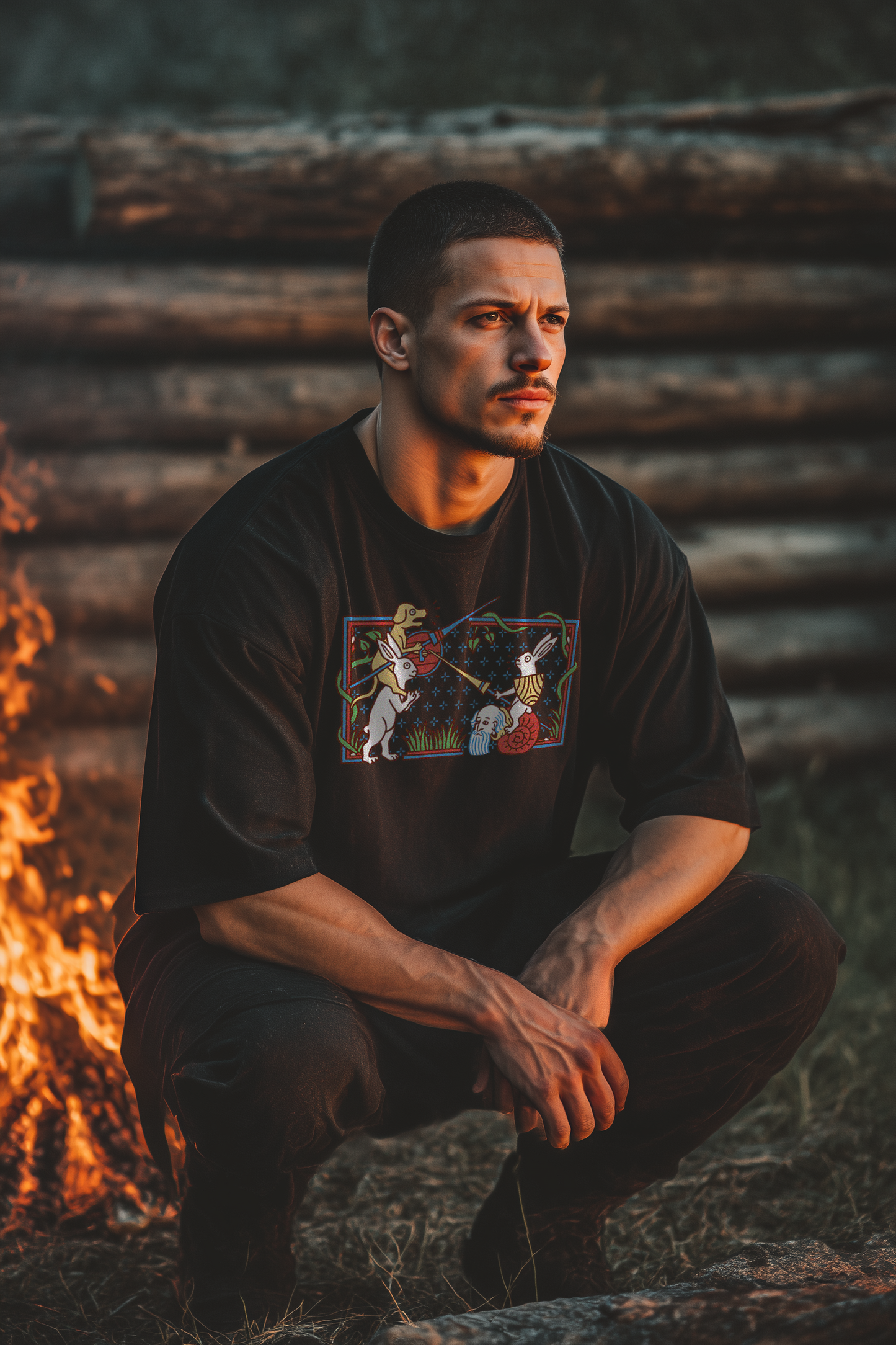 Mittelalter Marginalien Hasenritter Shirt 240g Oversize Herren Bio T-Shirt