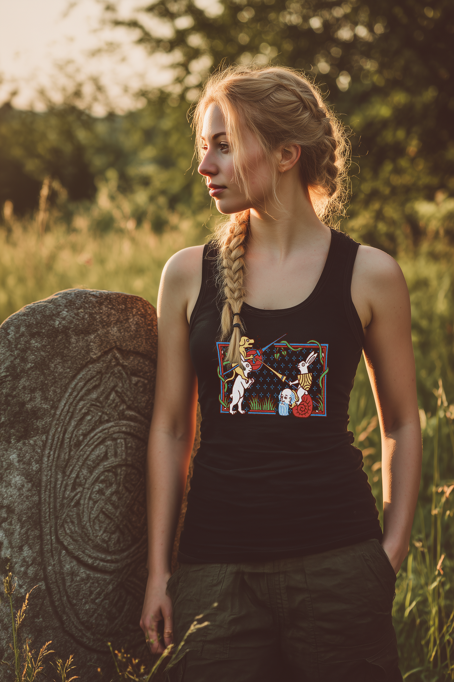 Mittelalter Manuskript Hasenritter Damen Tank Top Frauen Bio Tank Top