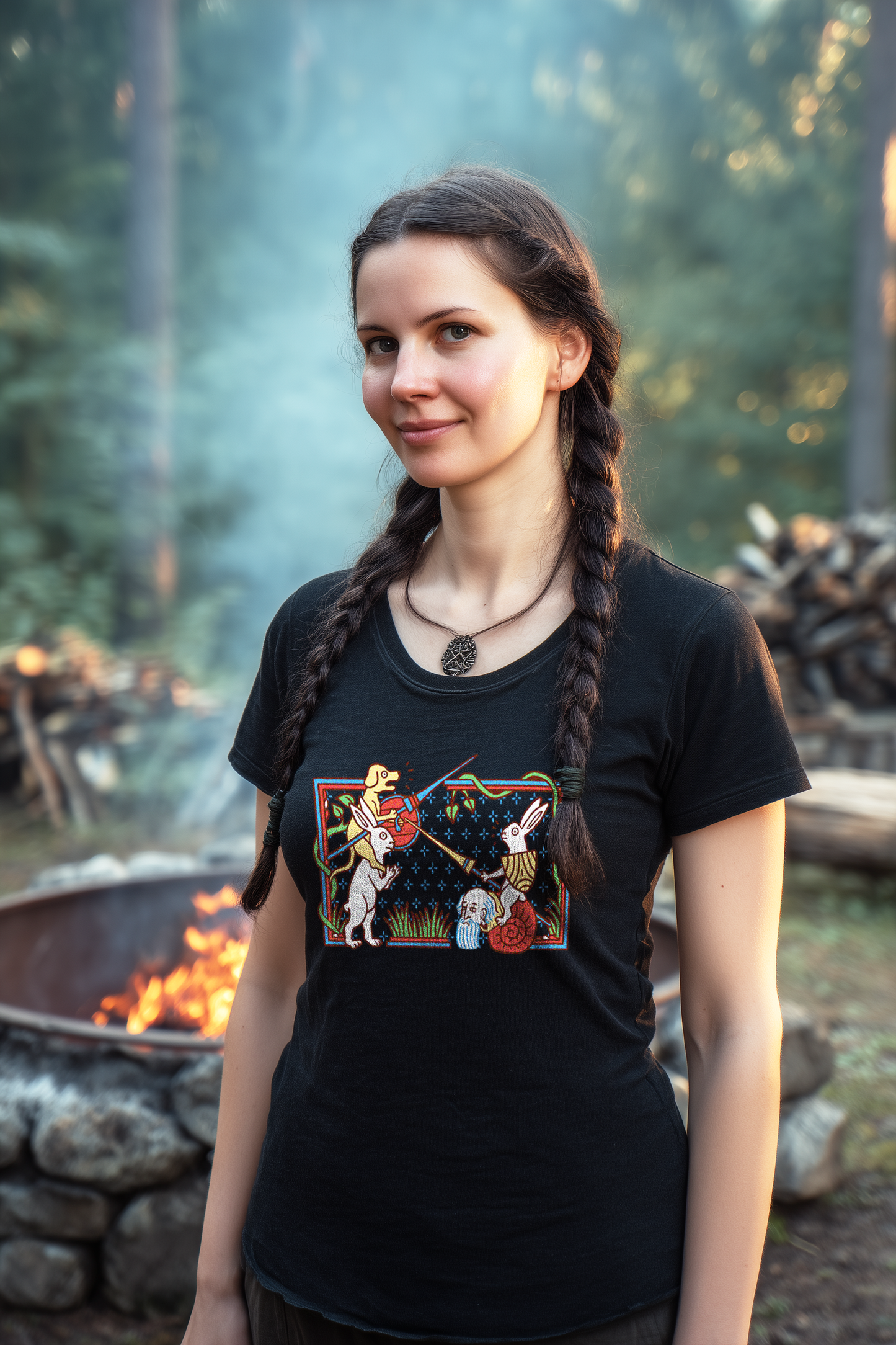 Mittelalter Hase vs Schnecke Duell Damen Lightweight Bio T-Shirt