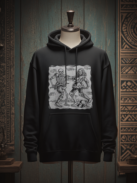 Buhurt Herren Hoodie – Totentanz Ritter Holzschnitt
