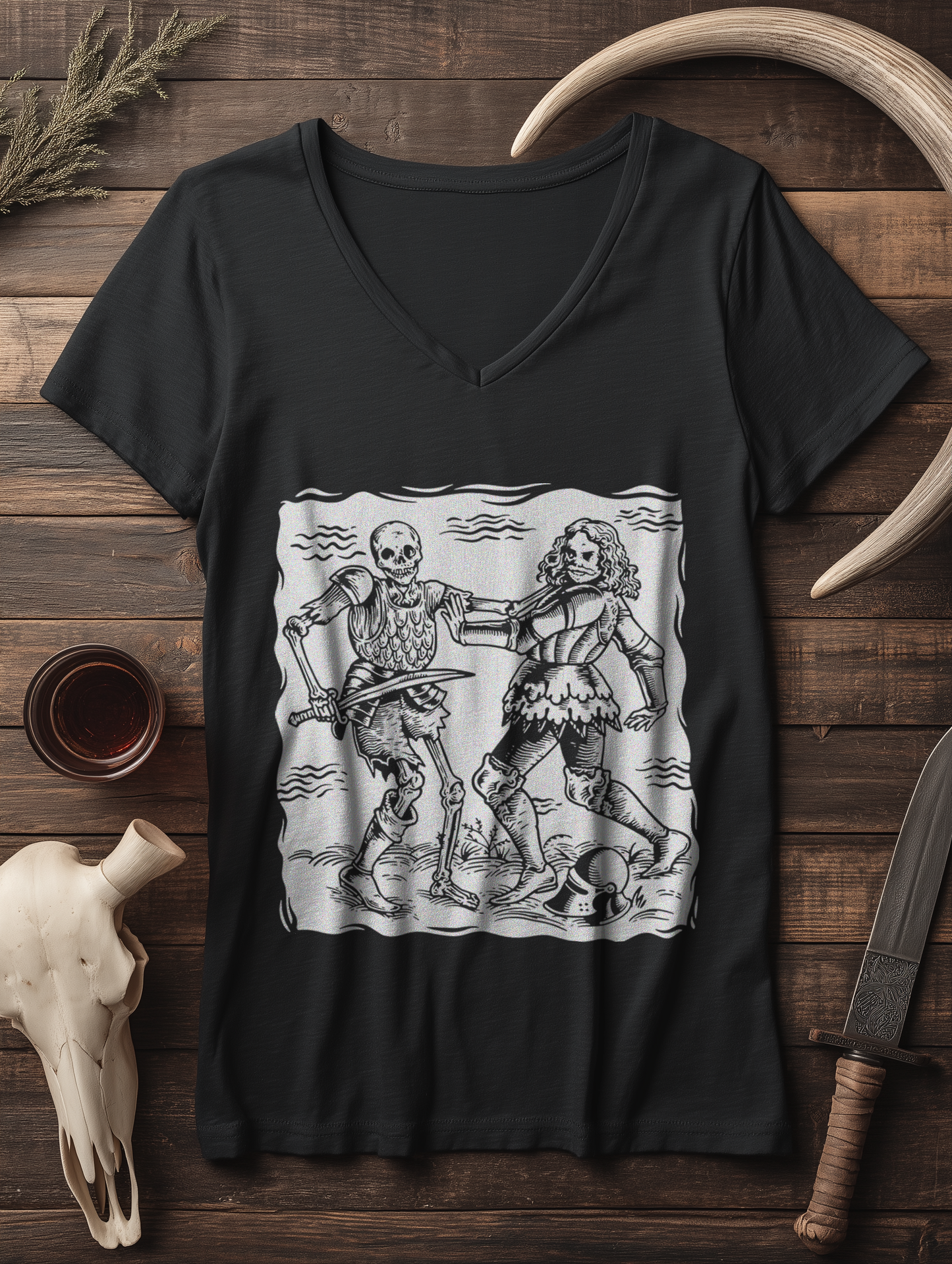 Skelett Dude | Damen Bio V-Neck Shirt