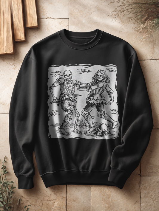 Womens Organic Oversized Sweatshirt – Totentanz Ritter Holzschnitt