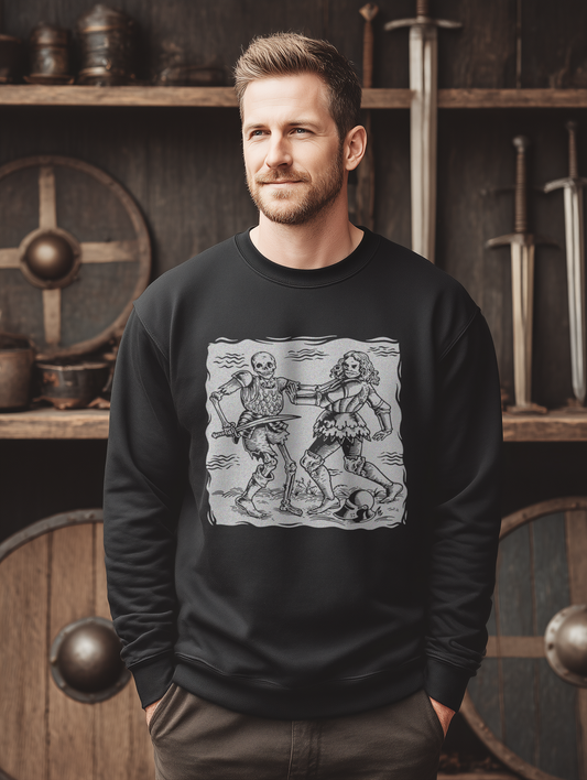 Buhurt Herren Premium Sweatshirt – Totentanz Ritter & Skelett