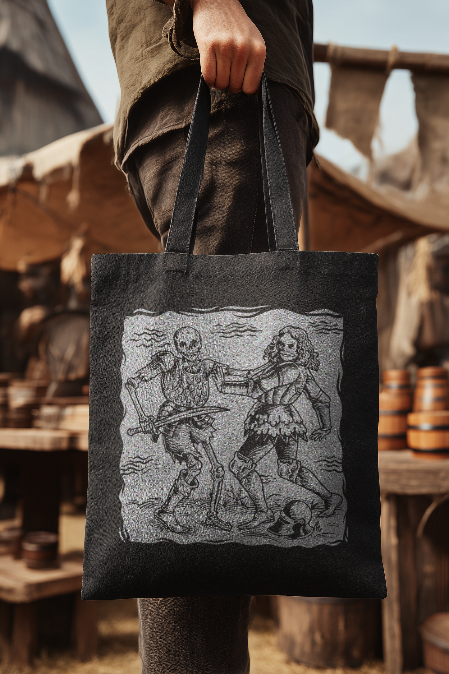 Buhurt Totentanz – Ritter vs Skelett – Bio Stoffbeutel