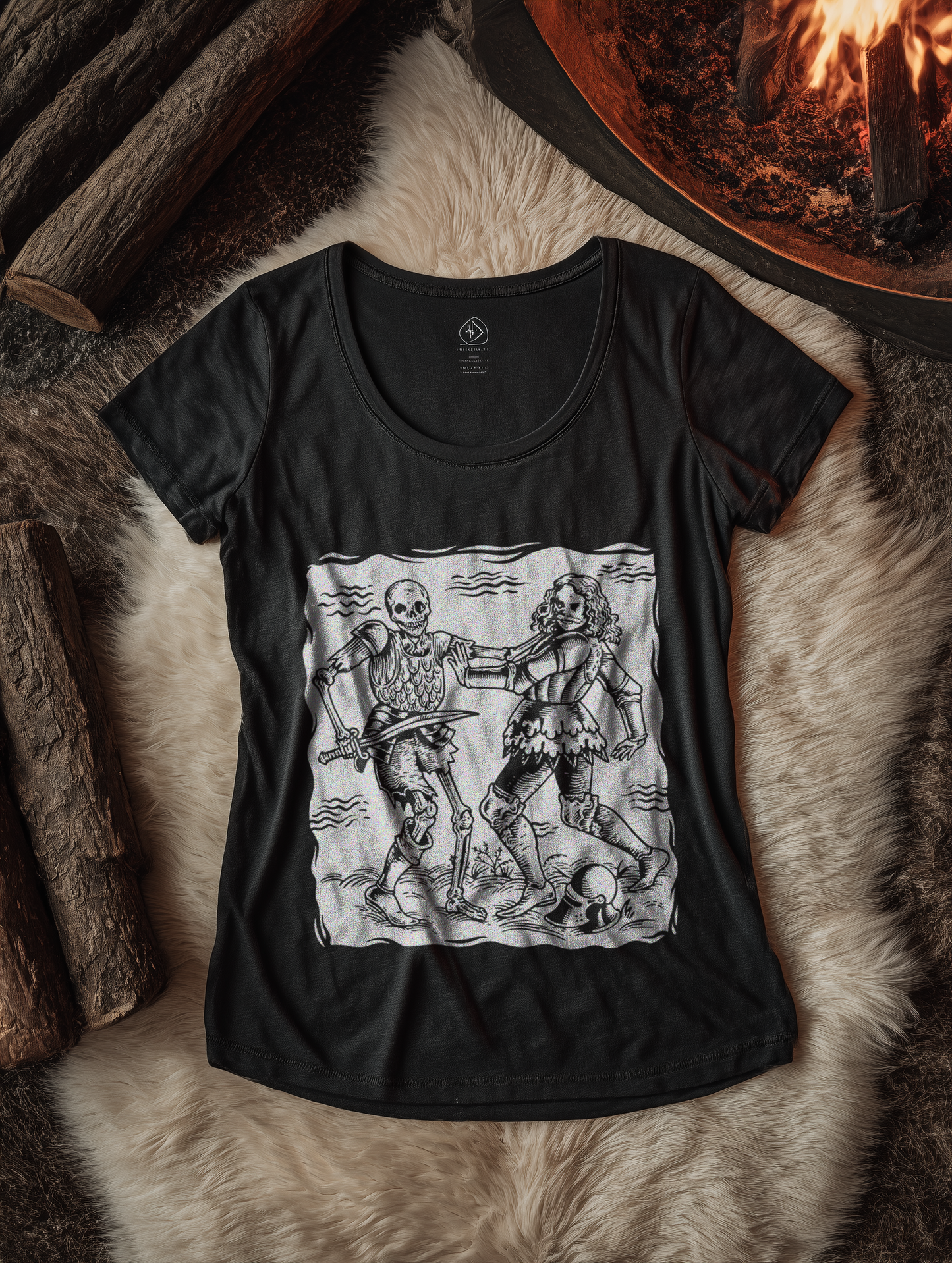 Buhurt Damen T-Shirt Mittelalter Duell Skelett Bio Lightweight Shirt