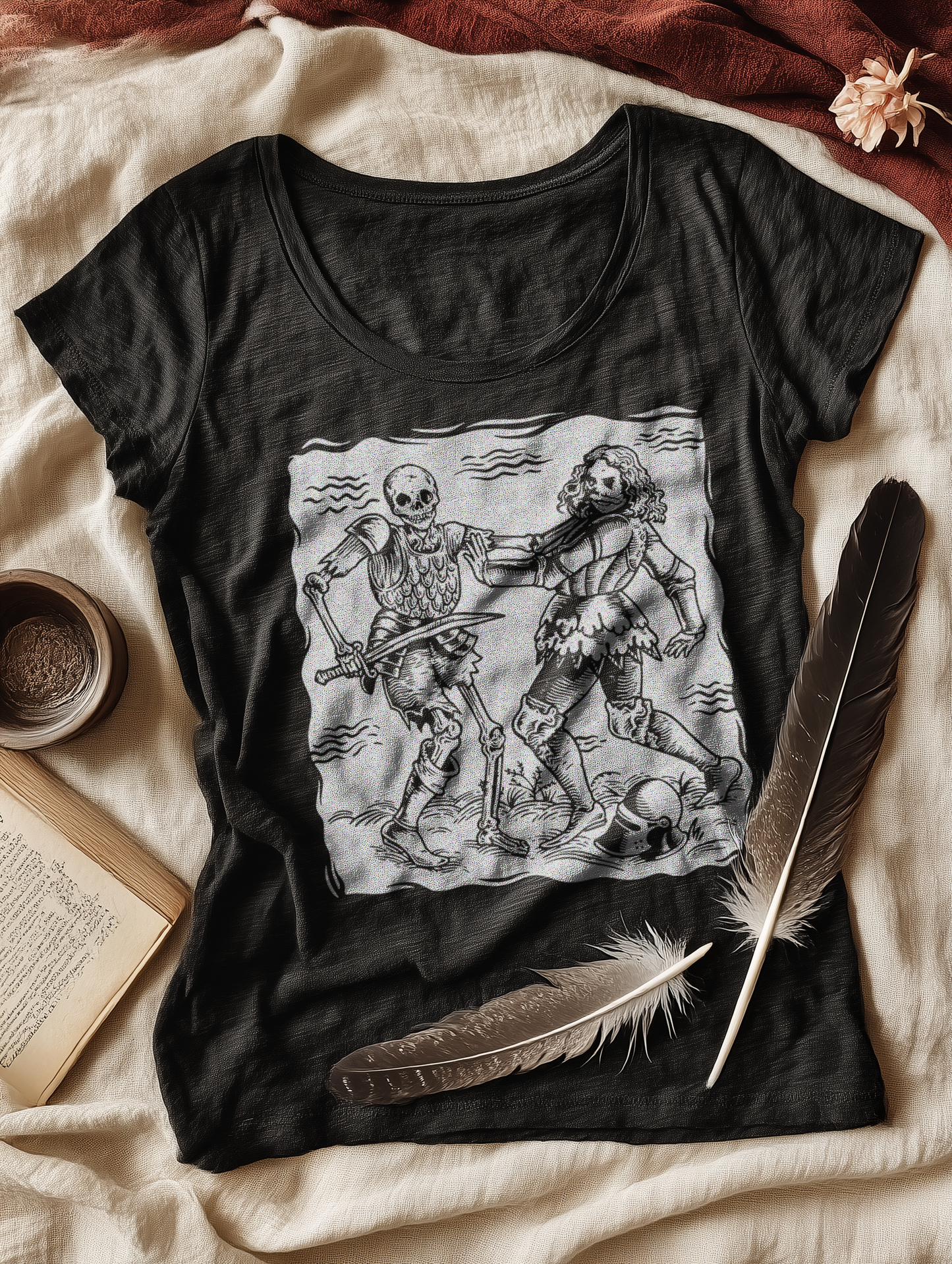 Buhurt Damen T-Shirt Mittelalter Duell Skelett Bio Lightweight Shirt