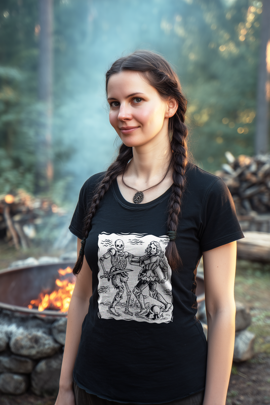 Buhurt Damen T-Shirt Mittelalter Duell Skelett Bio Lightweight Shirt