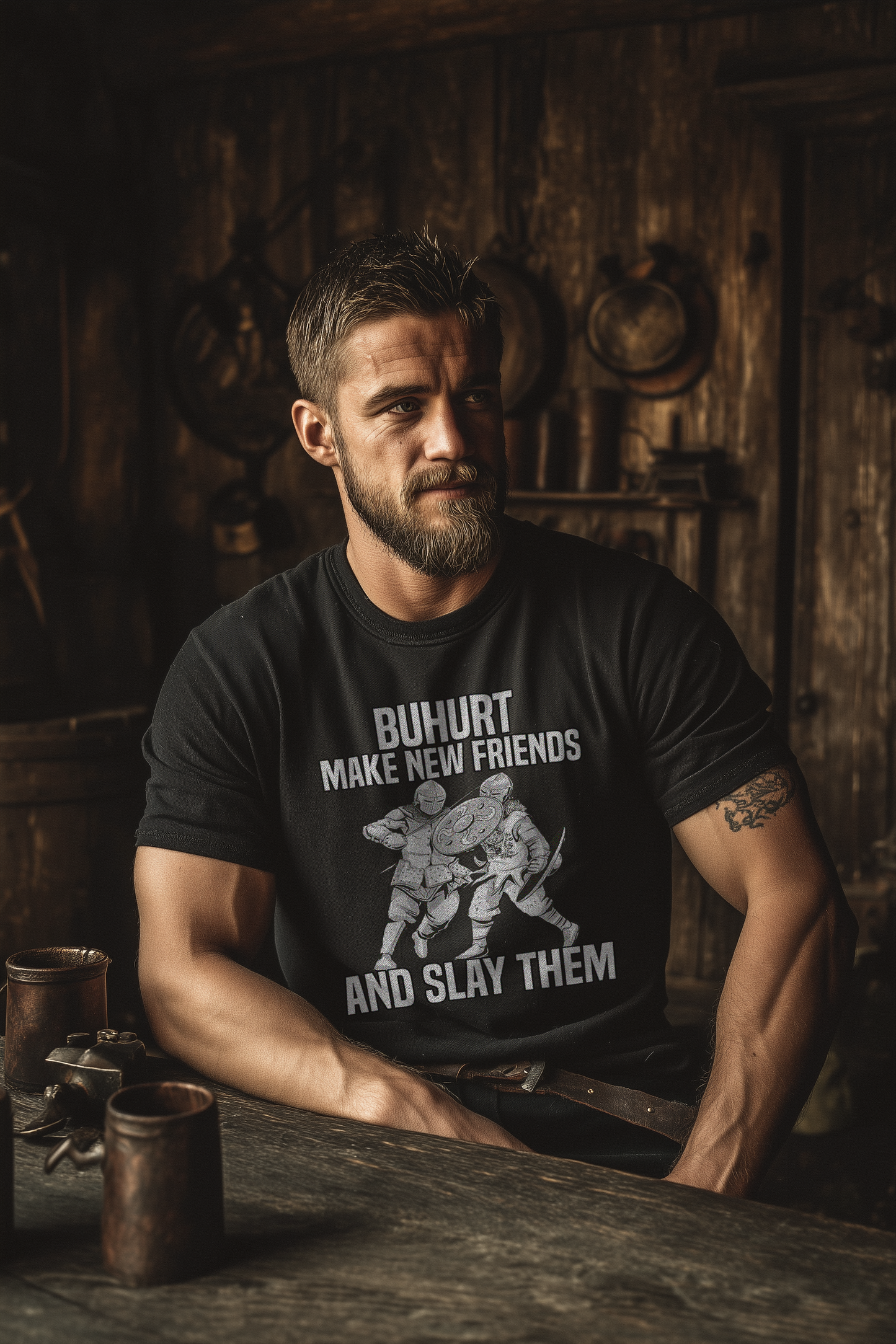 Buhurt Herren Premium T-Shirt | Make New Friends | Bouhourt Männer Shirt