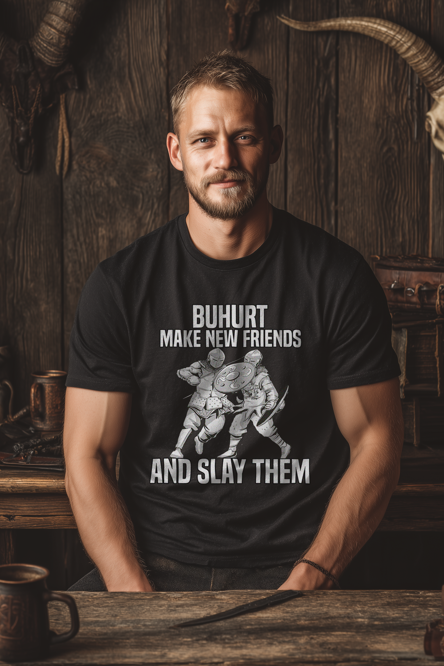 Buhurt Herren Premium T-Shirt | Make New Friends | Bouhourt Männer Shirt
