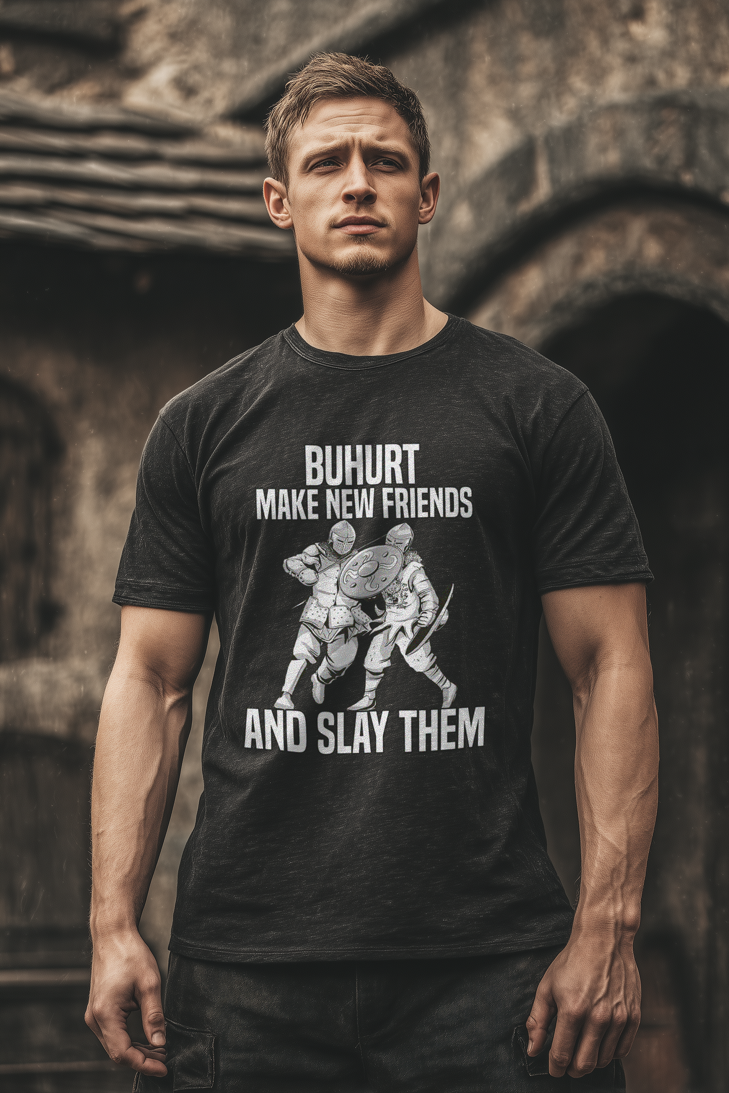Buhurt Herren Premium T-Shirt | Make New Friends | Bouhourt Männer Shirt