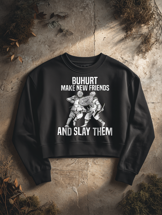 Make New Friends - Frauen Bio Buhurt Boxcut Sweatshirt