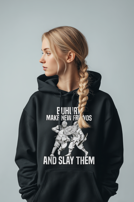 Buhurt Make Friends | Dark Humor Edition |  Bouhourt Damen Hoodie