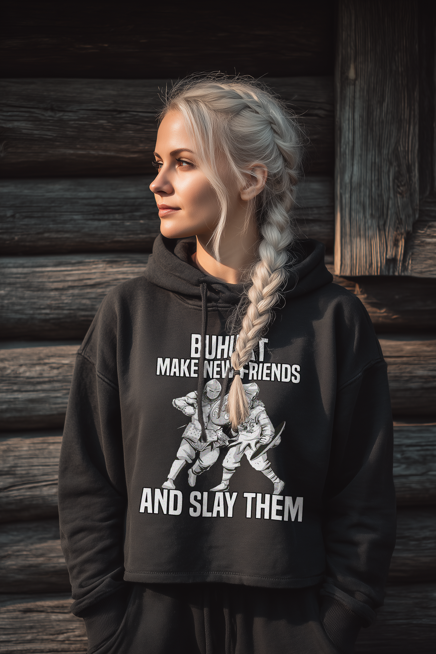 Make New Friends and Slay Them | Damen Bio Boxcut Hoodie