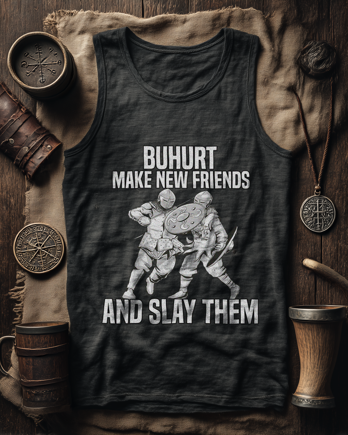 Buhurt Make New Friends and Slay Them – Herren Bio Tank Top