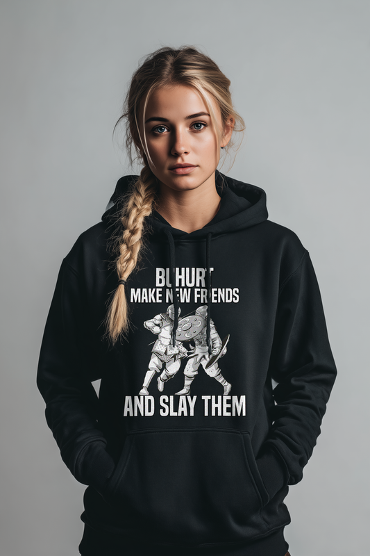 Buhurt Make Friends | Dark Humor Edition |  Bouhourt Damen Hoodie