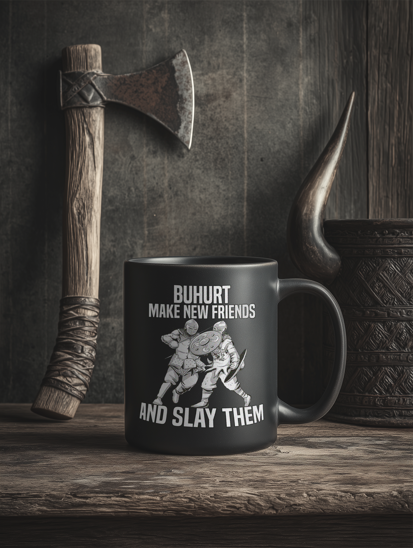 Buhurt Keramik Tasse Schwarz | Make New Friends | Bouhourt Mug