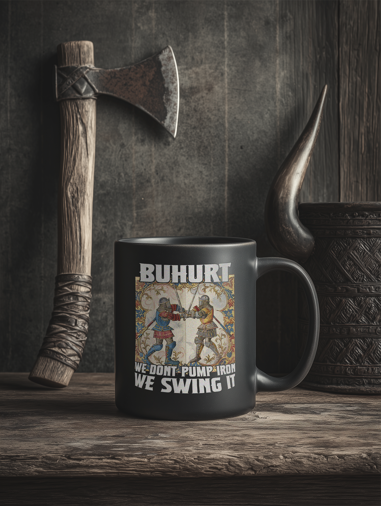 Schwarze Buhurt Keramik Tasse | Buhurt „We swing it“ | Bouhourt Cup