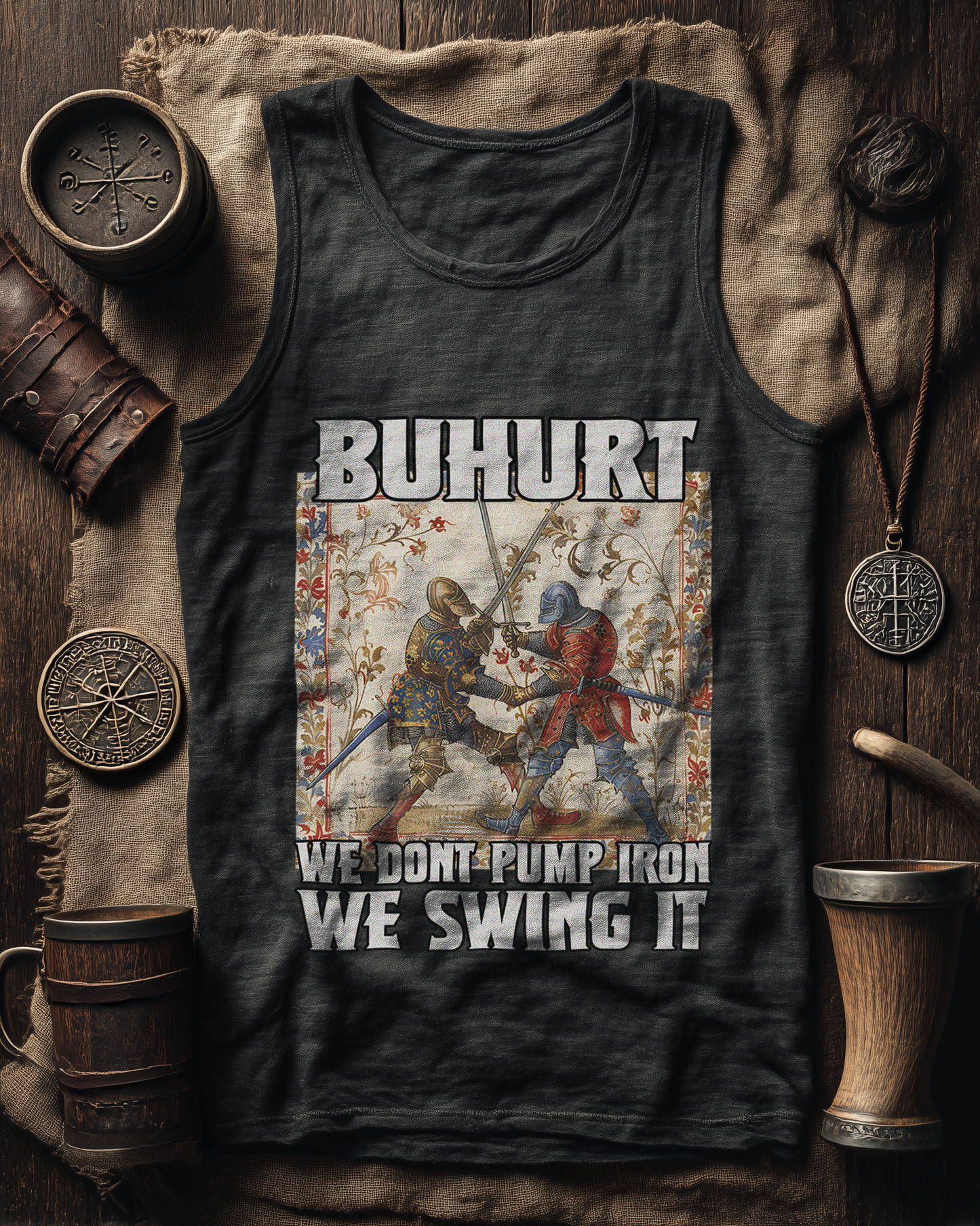 Buhurt – We don’t pump iron, we swing it – Manuscript Edition – Herren Bio Tank Top