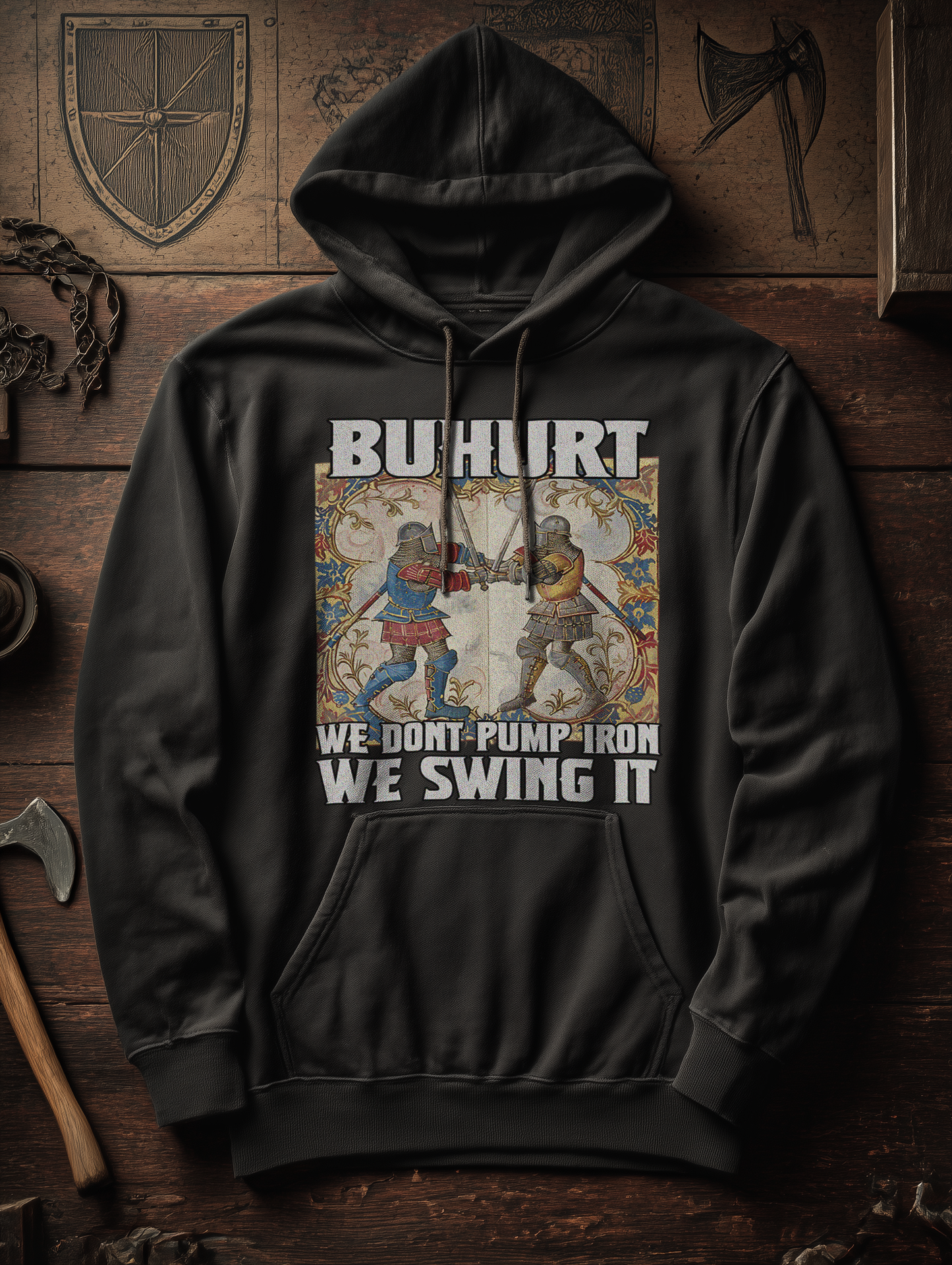 Buhurt Bio Herren Hoodie | Buhurt „We swing it“ | Bouhourt Stundenbuch Hoodie