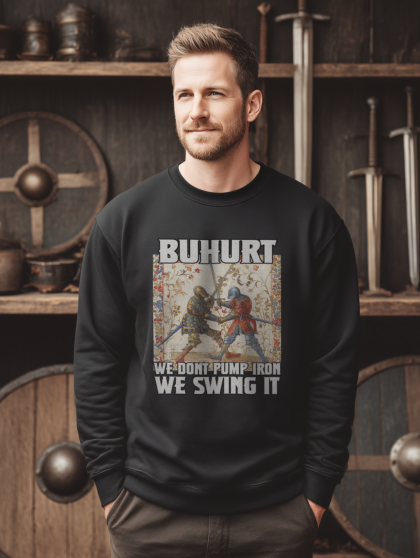 Buhurt Premium Herren Pullover | Buhurt „We swing it“ | Herren Sweatshirt