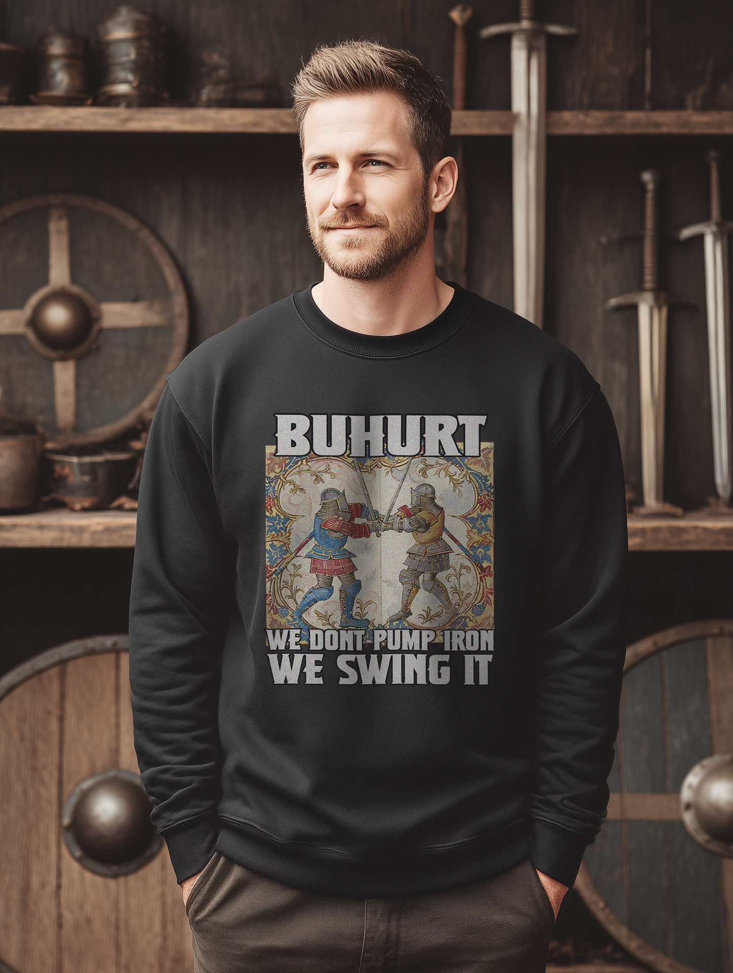 Buhurt Premium Herren Sweatshirt | Buhurt „We swing it“ | Bouhourt Männer Pullover