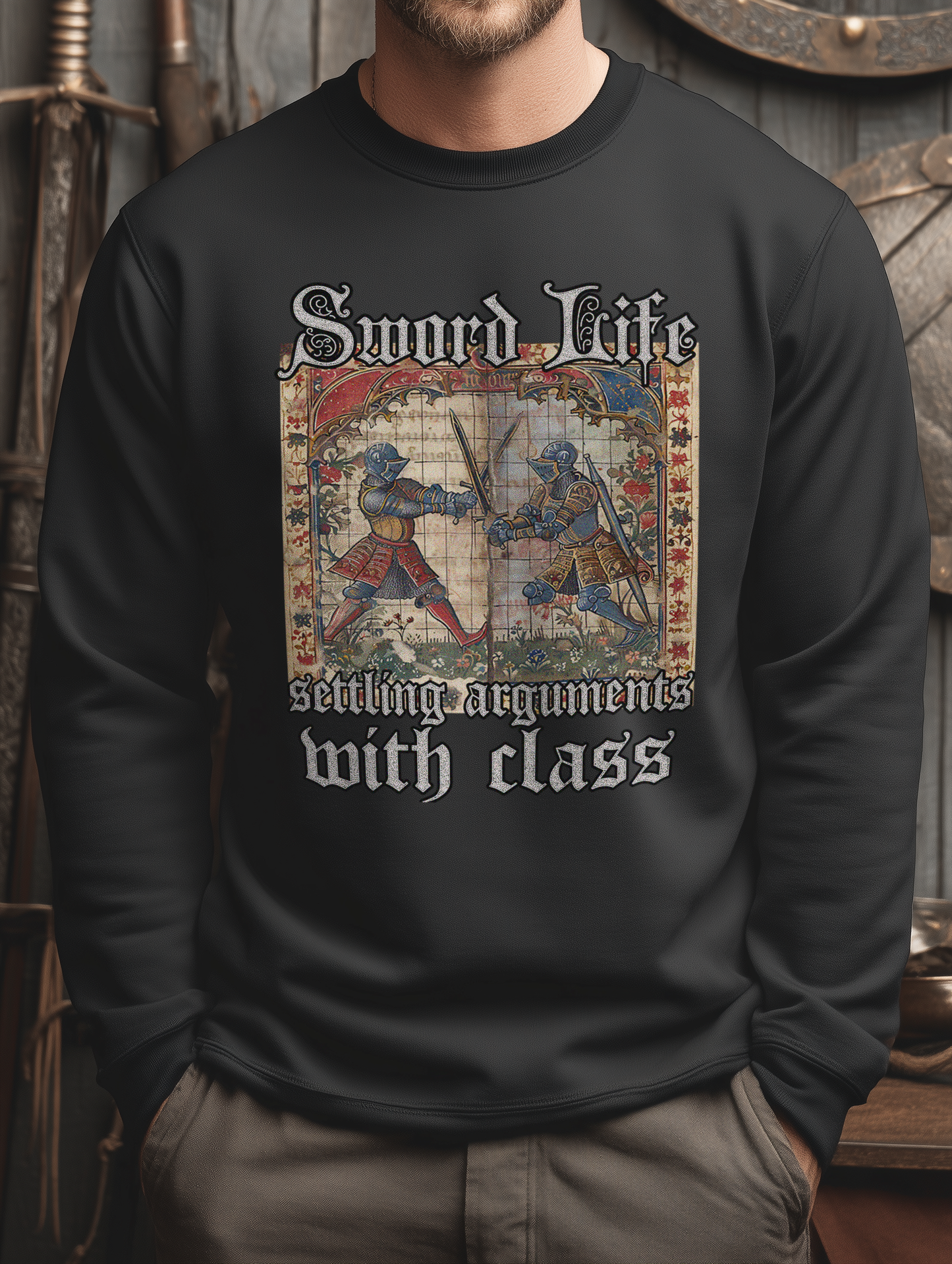 Buhurt Herren Premium Sweatshirt | Sword Life Stundenbuch | Bouhourt Männer Pullover