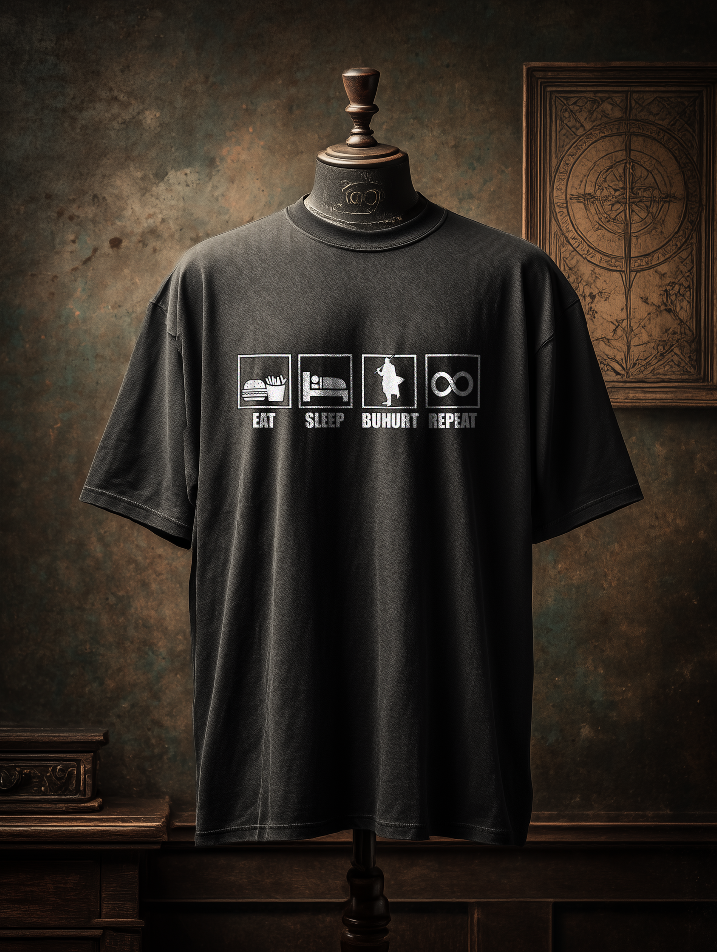 Eat Sleep Buhurt Repeat Shirt 240g Oversize Herren Bio T-Shirt