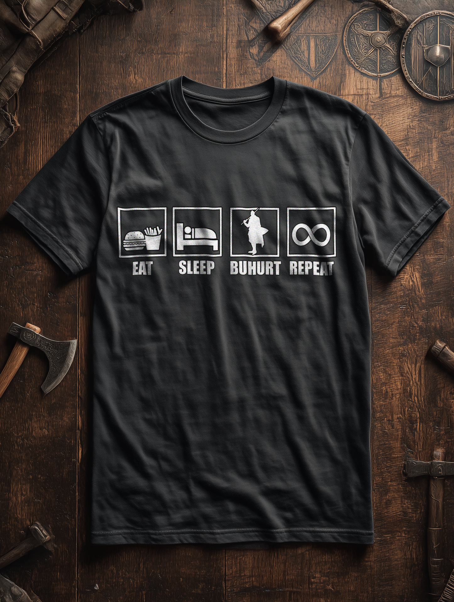Eat Sleep Buhurt Repeat Shirt 240g Oversize Herren Bio T-Shirt