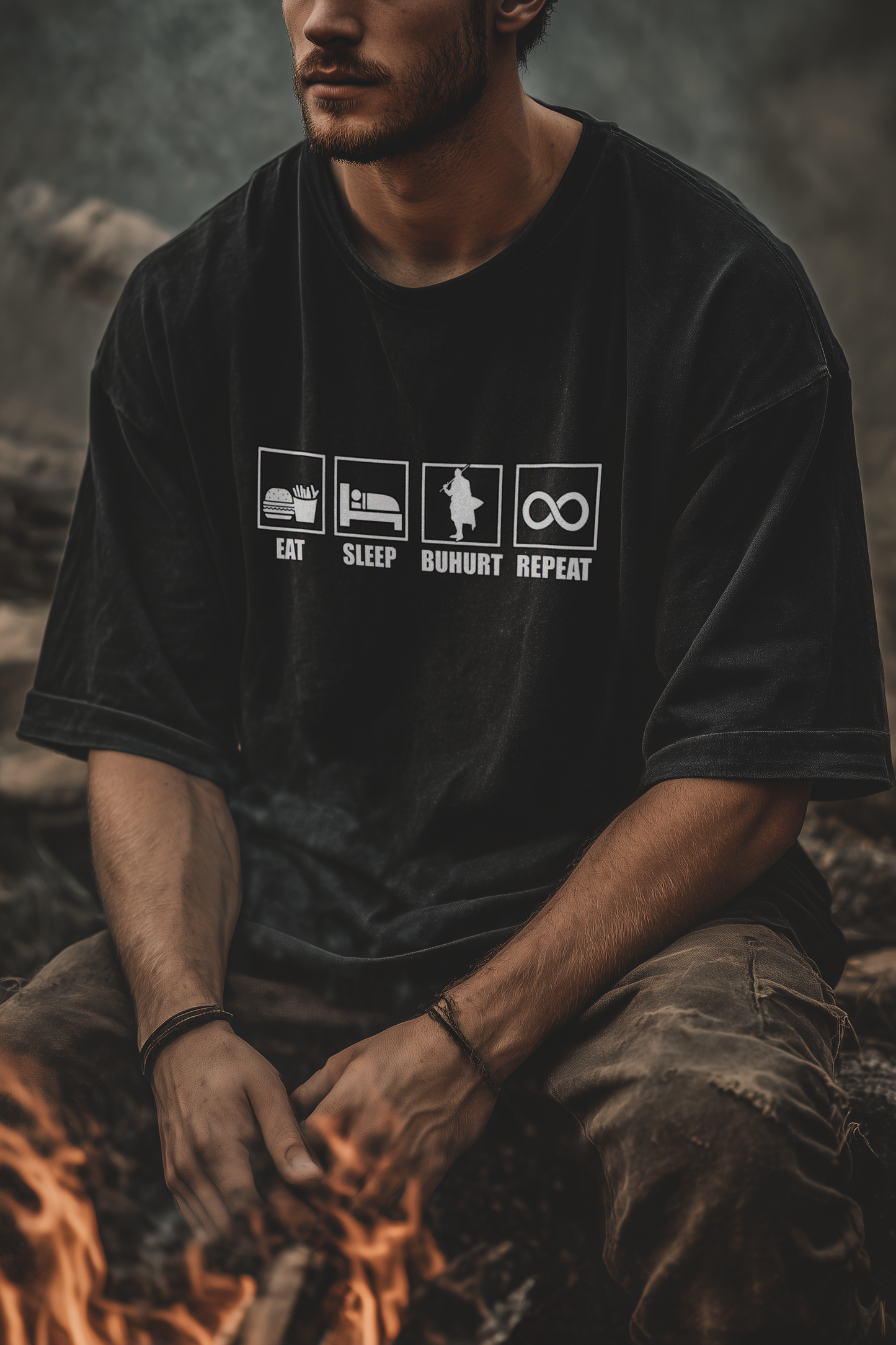 Eat Sleep Buhurt Repeat Shirt 240g Oversize Herren Bio T-Shirt