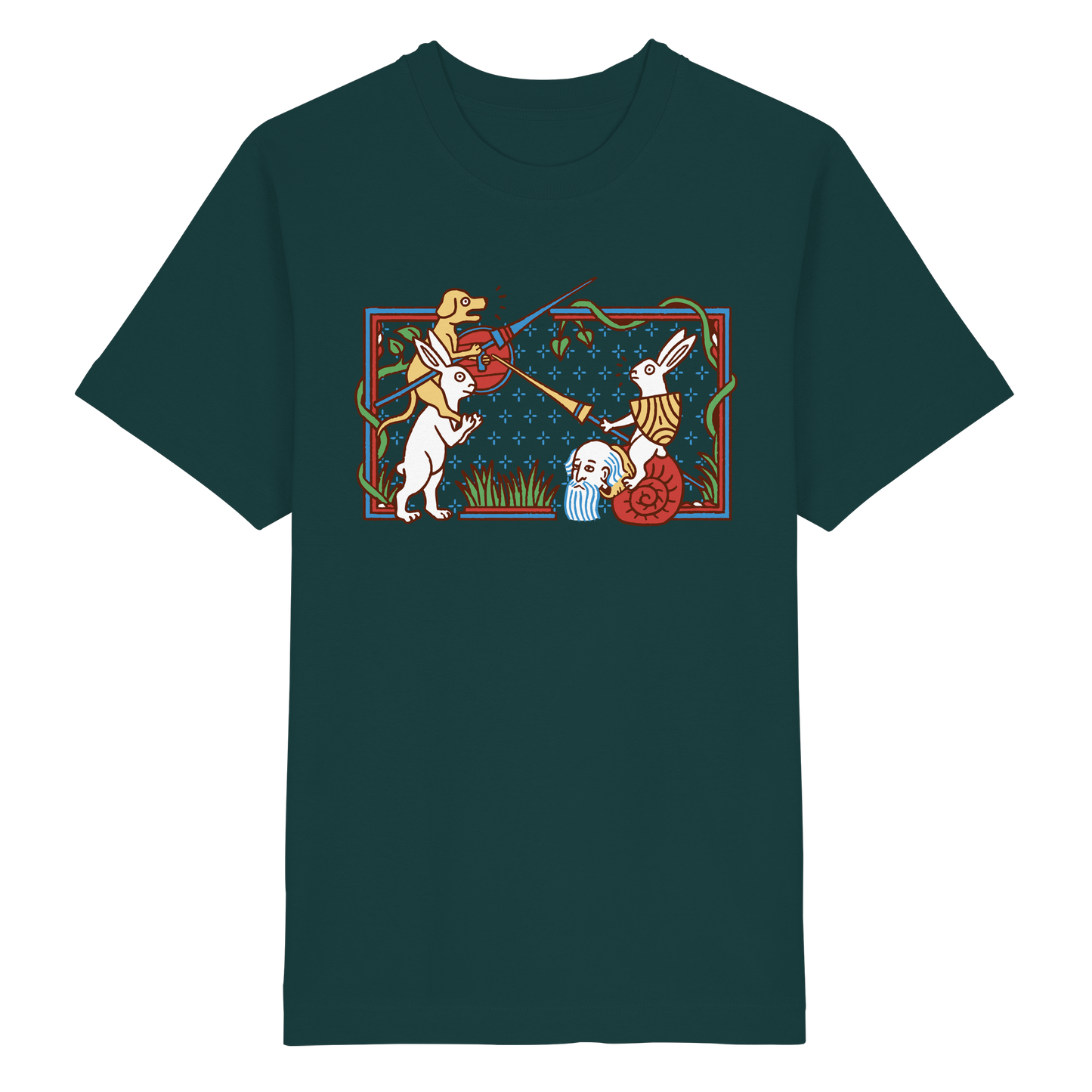 Mittelalter Marginalien Hasenritter Shirt 240g Oversize Herren Bio T-Shirt