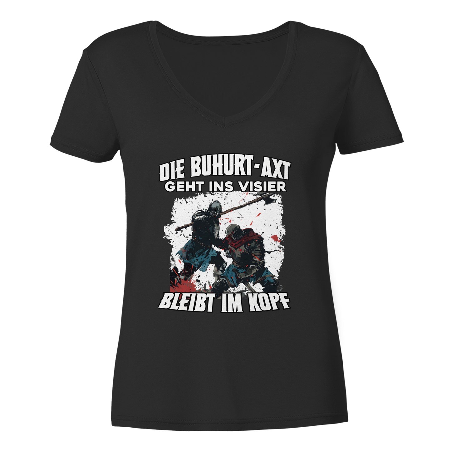 Buhurt Axt – bleibt im Kopf | Damen Bio V-Neck T-Shirt