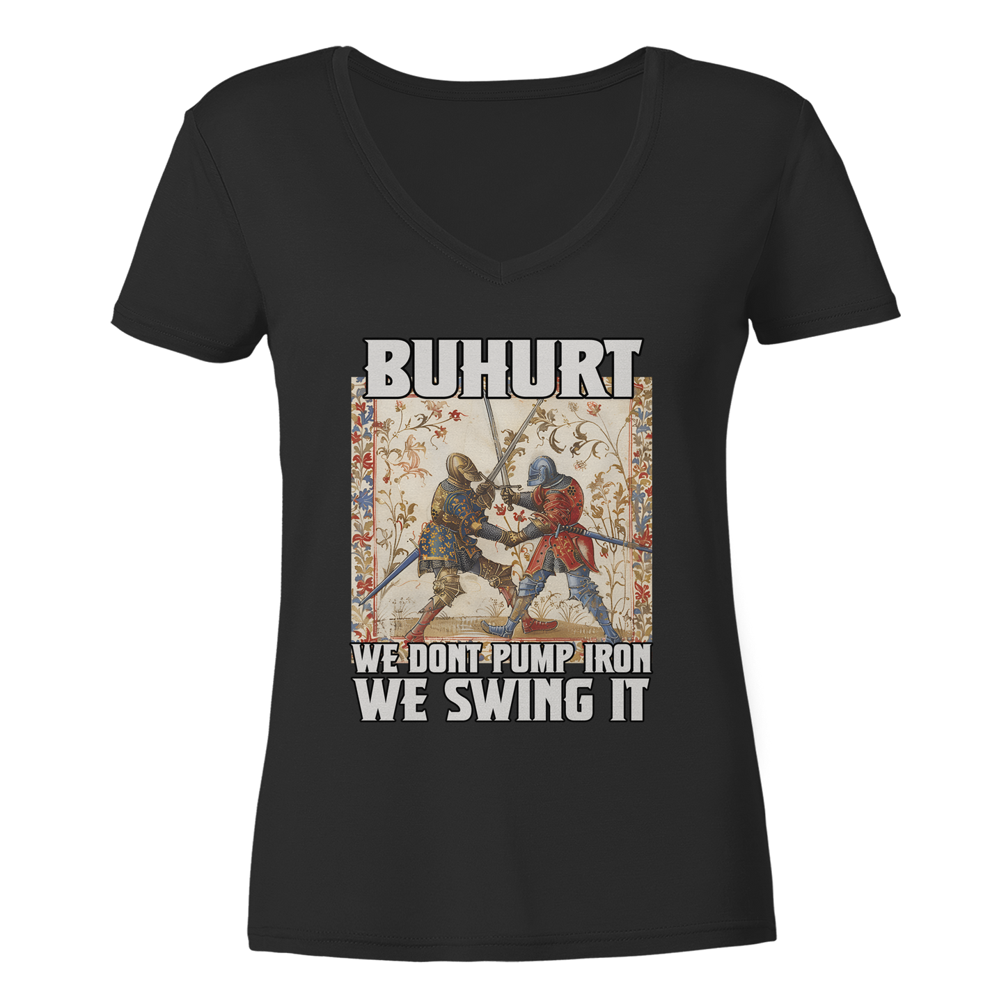 We don’t pump iron – we swing it | Damen Bio V-Neck T-Shirt