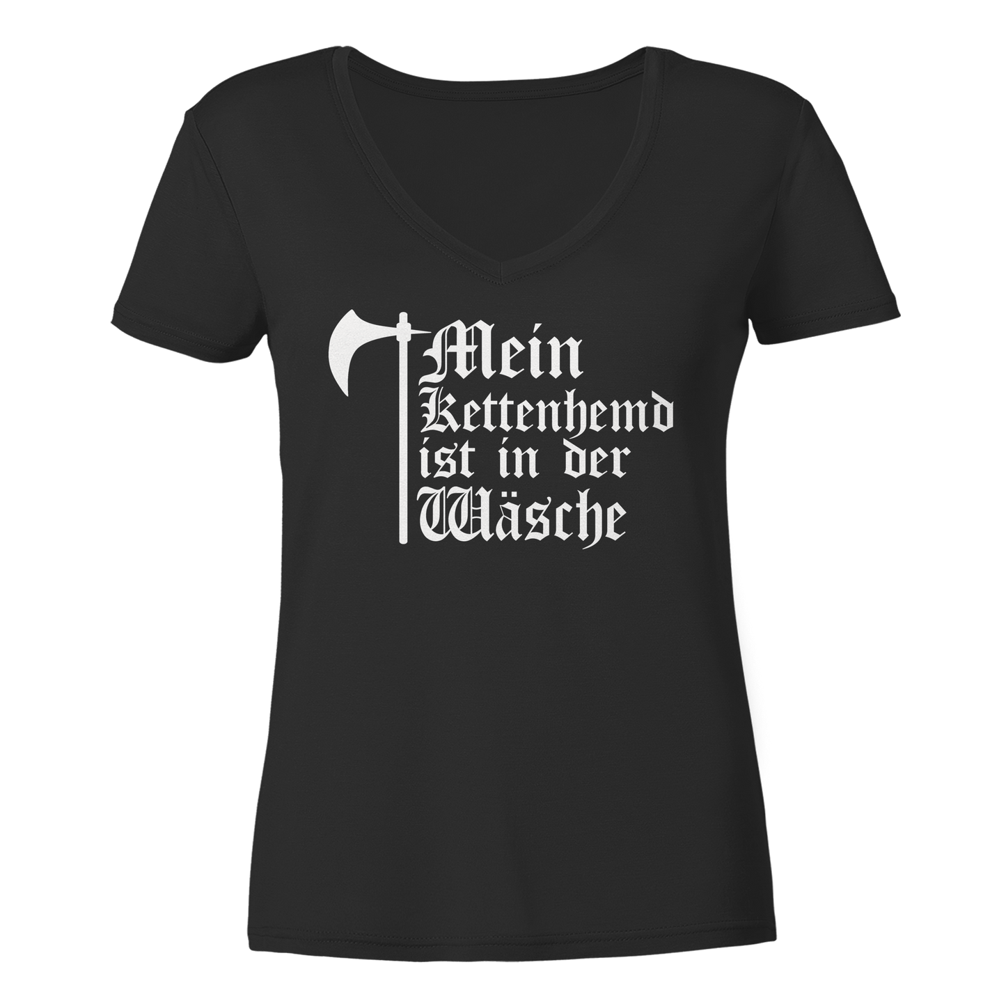 Mein Kettenhemd ist in der Wäsche | Damen Bio V-Neck T-Shirt
