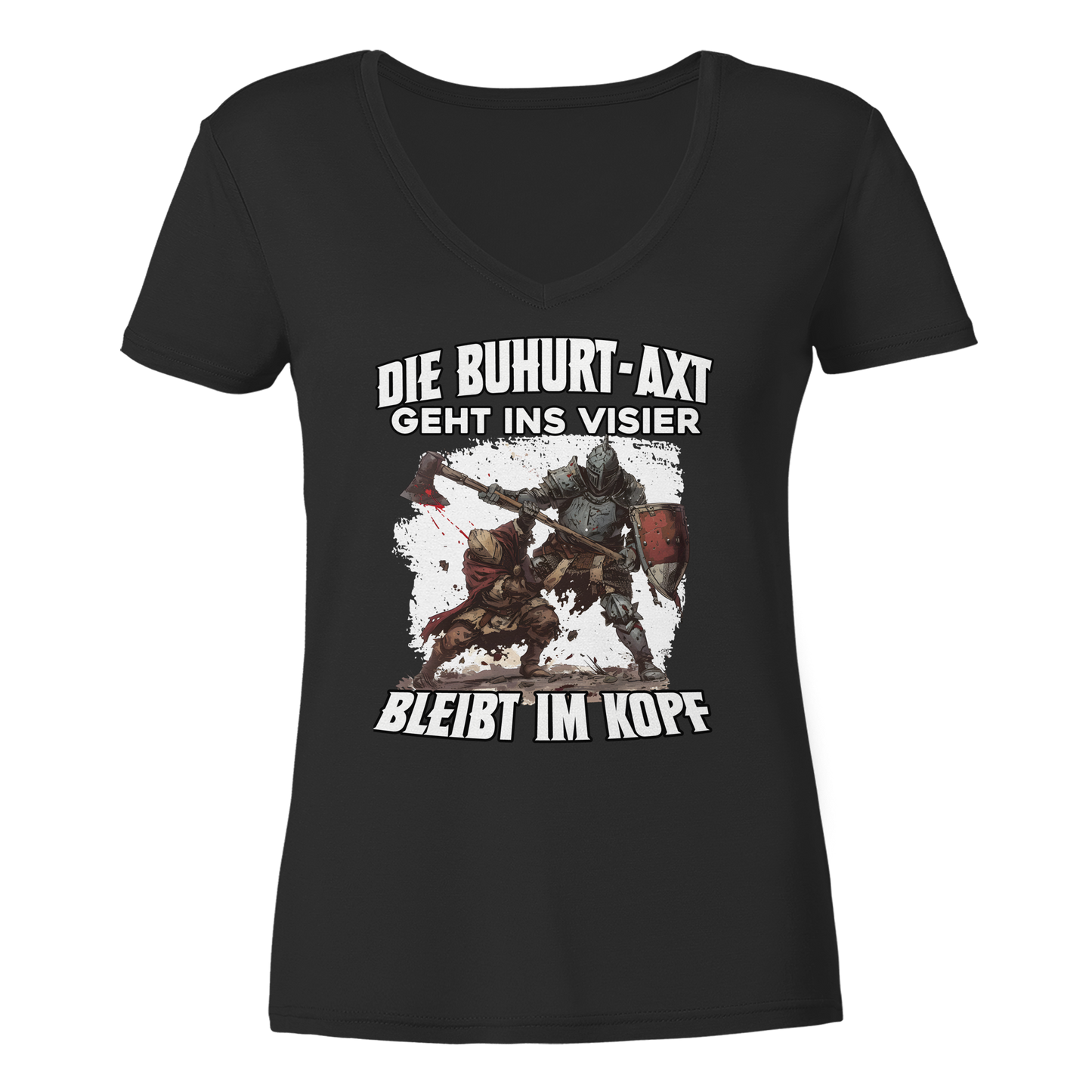 Buhurt-Axt geht ins Visier | bleibt im Kopf | Damen Bio V-Neck T-Shirt