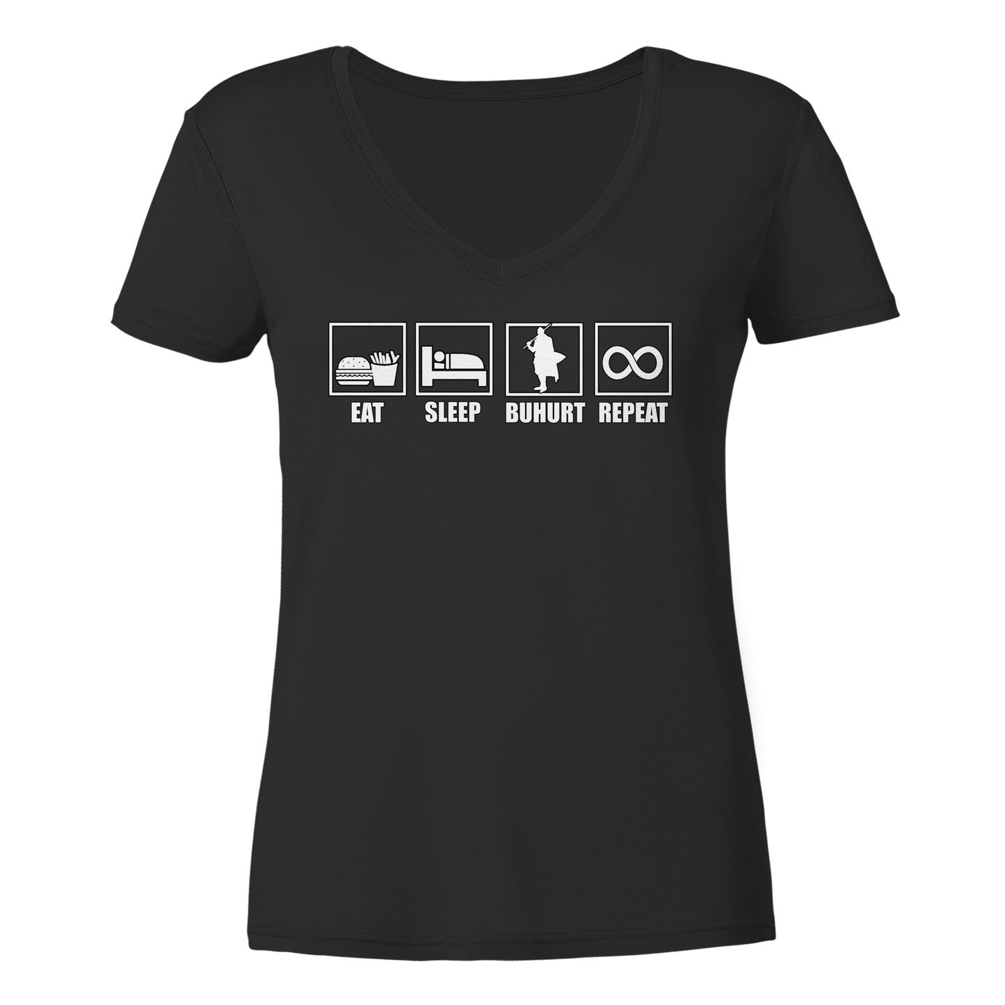 Eat Sleep Buhurt Repeat | Damen Bio V-Neck T-Shirt