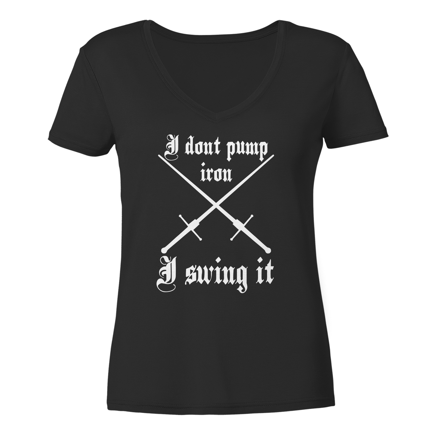 We don’t pump iron – we swing it | Damen Bio V-Neck T-Shirt
