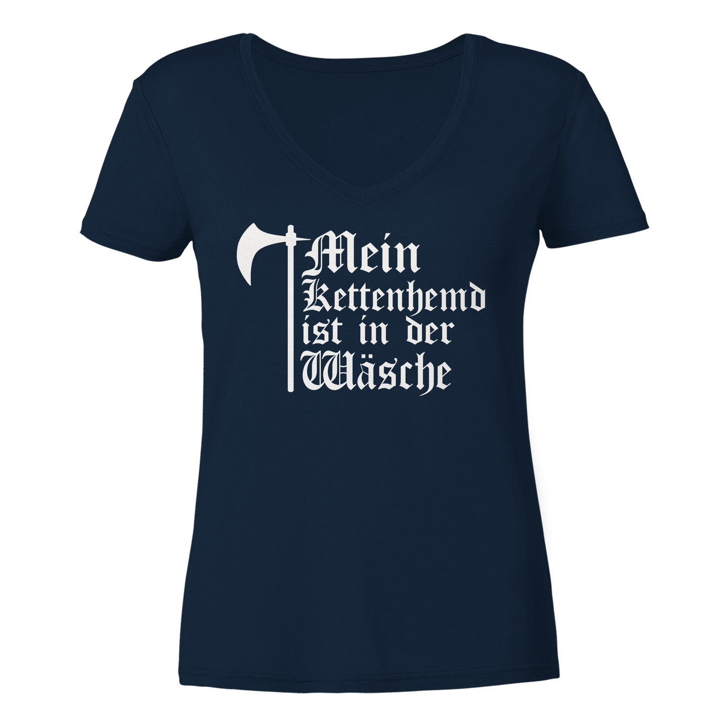 Mein Kettenhemd ist in der Wäsche | Damen Bio V-Neck T-Shirt